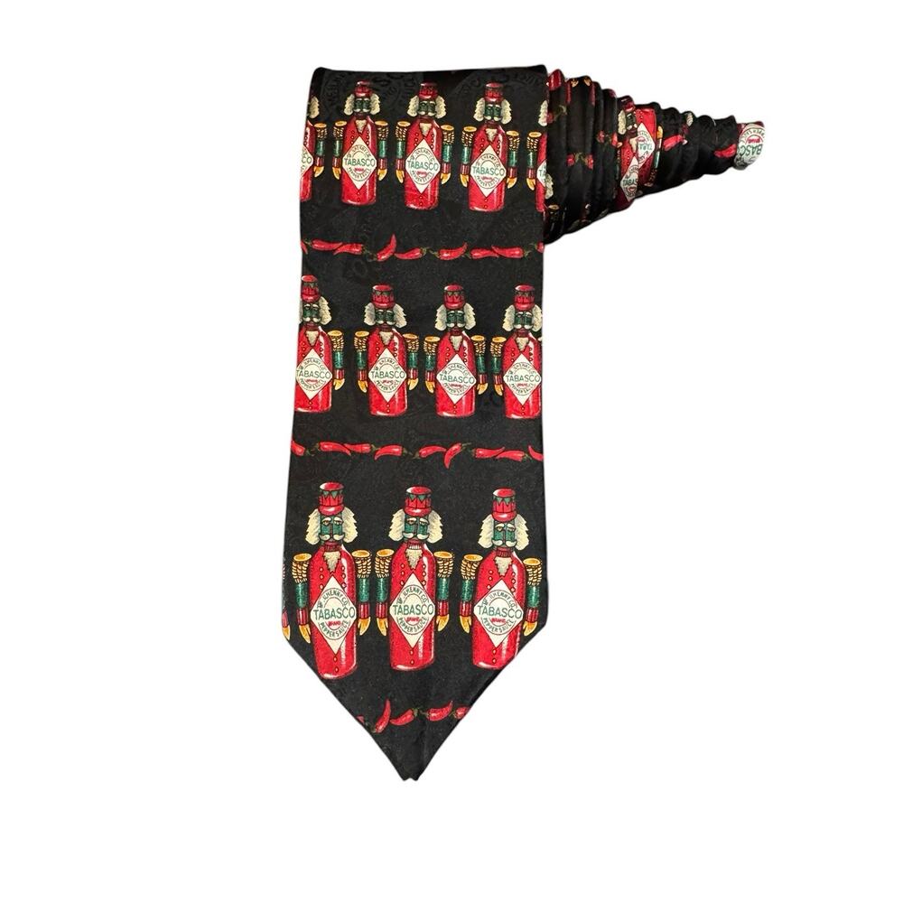 Tabasco Christmas Nutcrackers Vintage Novelty Necktie 100% Silk Black